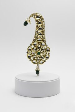 Royal Kundan Groom Kalangi with Emerald Beads – Wedding Sherwani Brooch for Men