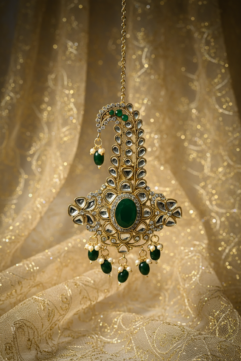 Trending Dulha Sehra Kalangi Brooch –  Green Beads | Royal Groom Wedding Accessory