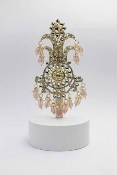 Premium Men’s Groom Kalangi Brooch – Gold & Pink Stone Wedding Accessory