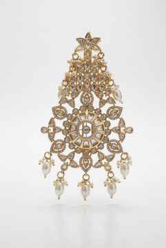 Premium Gold Kundan Dulha Sehra Kalangi with Pearls | Royal Groom Wedding Brooch for Baraat & Shaadi