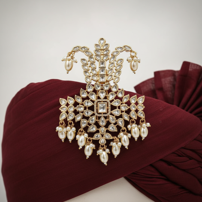 Kalgi on Deep Maroon Turban