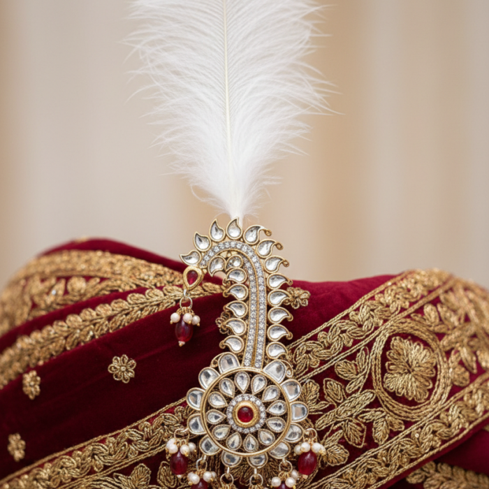 Kalgi on Embroidered Turban