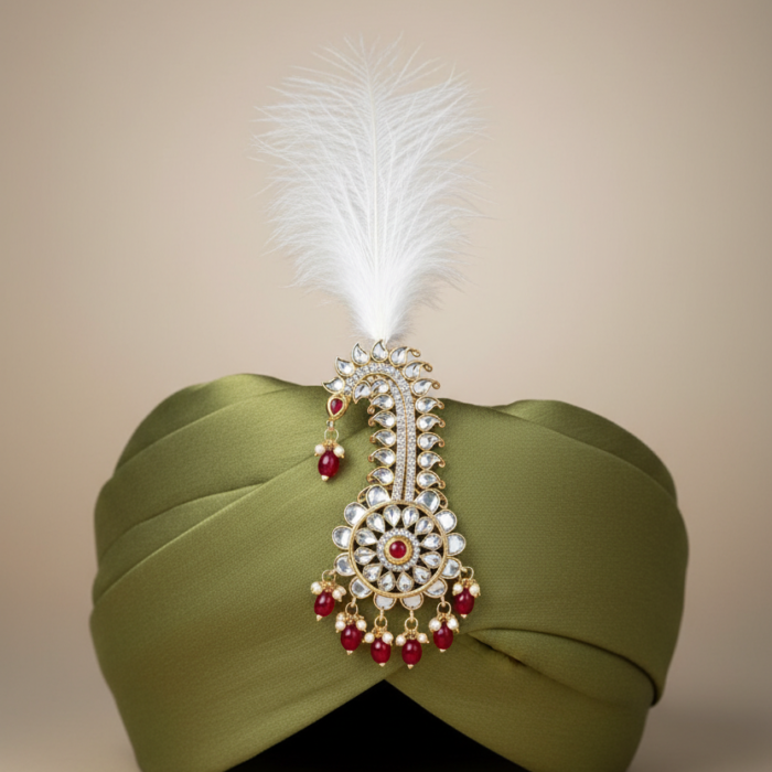 Kalgi on Plain Silk Turban