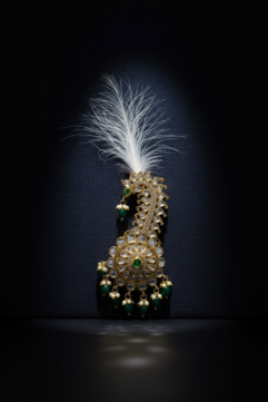 Royal Emerald Kundan Feather Kalangi for Men
