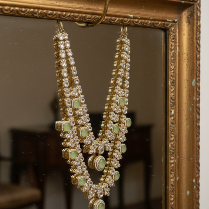 Necklace Set Against Antique Mirror Necklace Set Against Antique Mirror