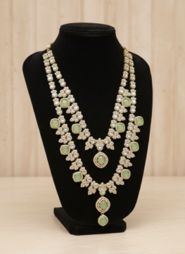 Royal Pista Green Kundan Layered Necklace for Men | Groom Wedding Mala