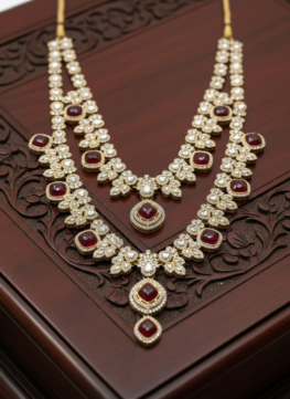 Royal Red Kundan Layered Necklace for Men | Groom Wedding Mala