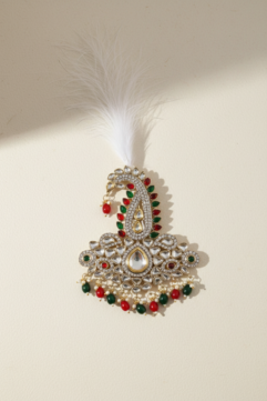 Royal Multicolor Kundan Feather Kalangi for Men