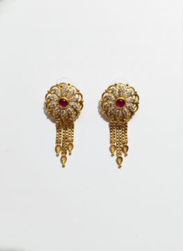 Gold Plated American Diamond Earrings for Women | Ruby Stone Party Wear Earrings | Traditional Jewellery