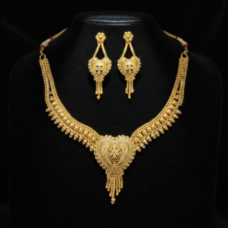 Gold Plated Traditional Necklace Set for Women with Earrings | Bridal Jewellery Set | Wedding Necklace Jewellery