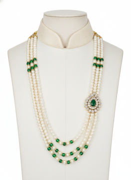 Royal Green Pearl Groom Mala for Men | Maharaja Wedding Necklace | Designer Sherwani Mala | Traditional Groom Jewellery | Wedding Accessories for Groom